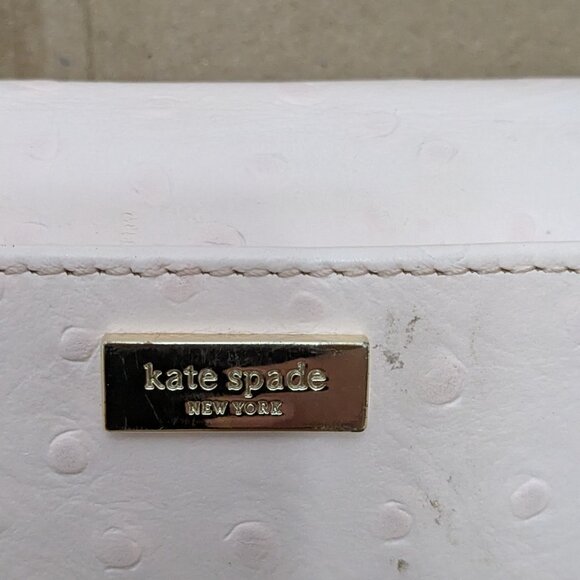 Kate Spade New York Leather Bow Wallet Wristlet Clutch Cream Retractable Strap . - Picture 3 of 11